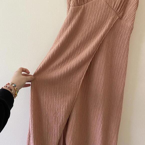 Lulus View and I Mauve Mauve Pink Tie-Back Faux-Wrap Midi Dress - Picture 7 of 9